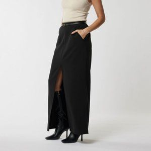 MVN Black split front suiting maxi skirt Size 8